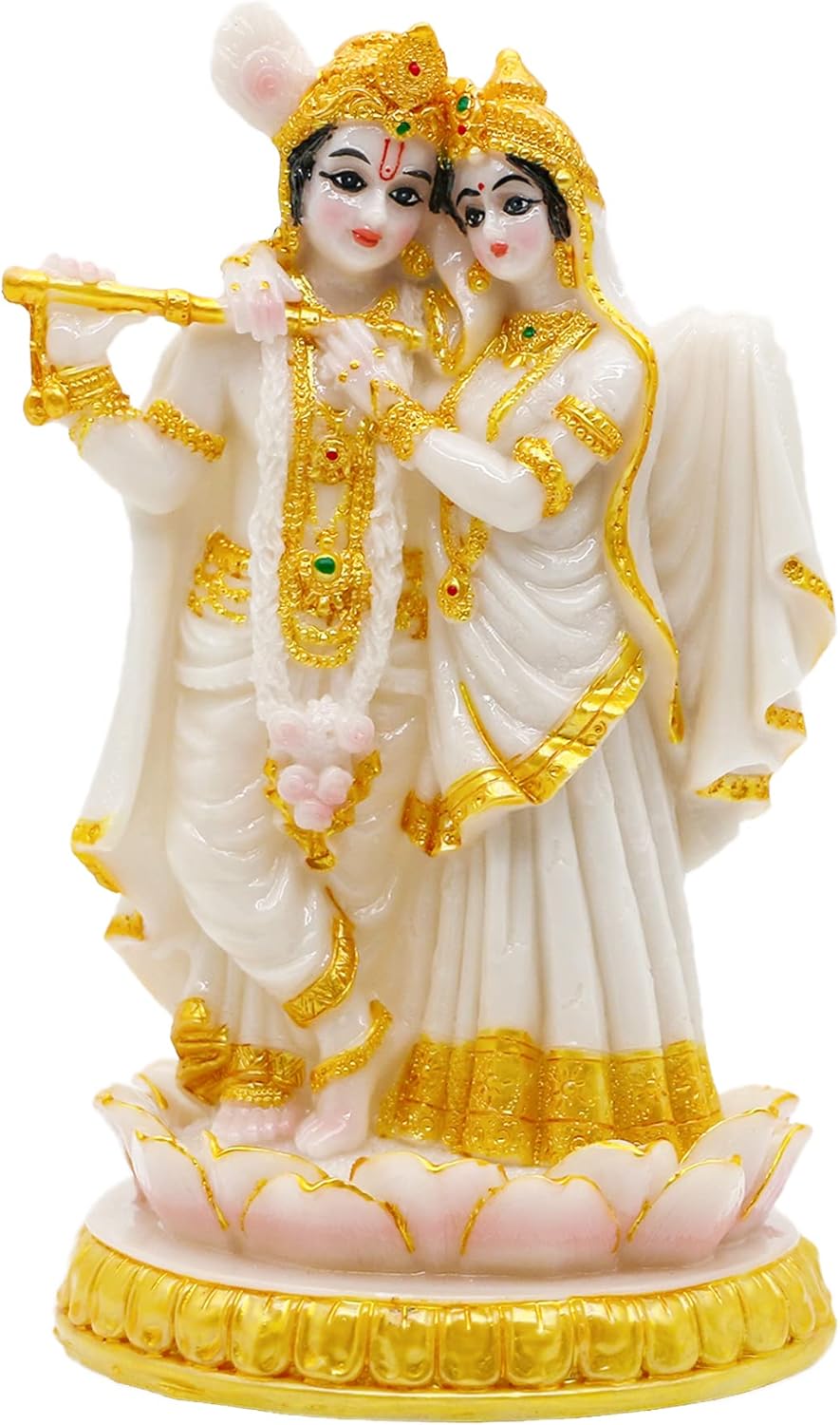 alikiki Hinduistische Radha Krishna Idols Statue, 14 cm hoch, Marmor-Optik, indischer Gott Krishna R