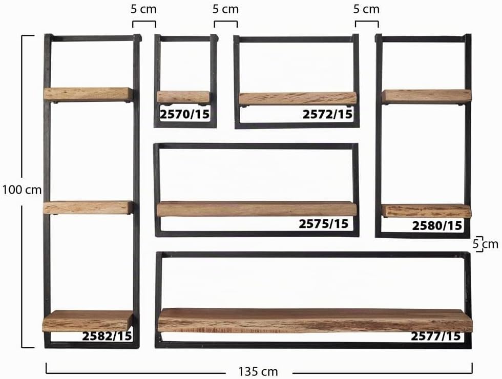 RINGO-Living Massivholz Regal Alani in Natur-hell und Schwarz-matt 1000mm, Akazie 1000 mm, 1000 mm