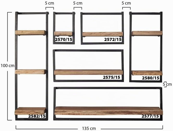 RINGO-Living Massivholz Regal Alani in Natur-hell und Schwarz-matt 1000mm, Akazie 1000 mm, 1000 mm
