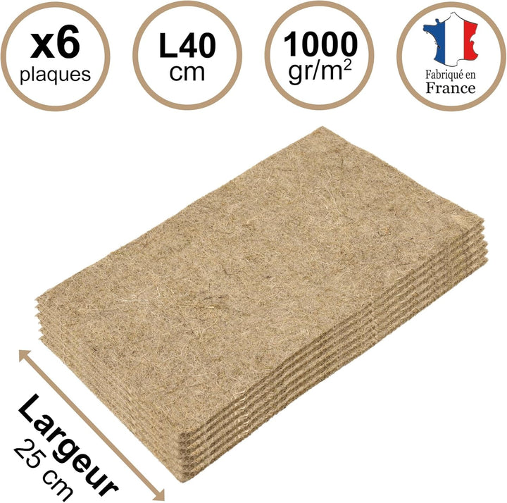 La Cordeline Set mit 6 Matten für Katzenstreu, Hanf, 25 x 40 cm, 1000 g/m² – Boden für Nager, Kaninc