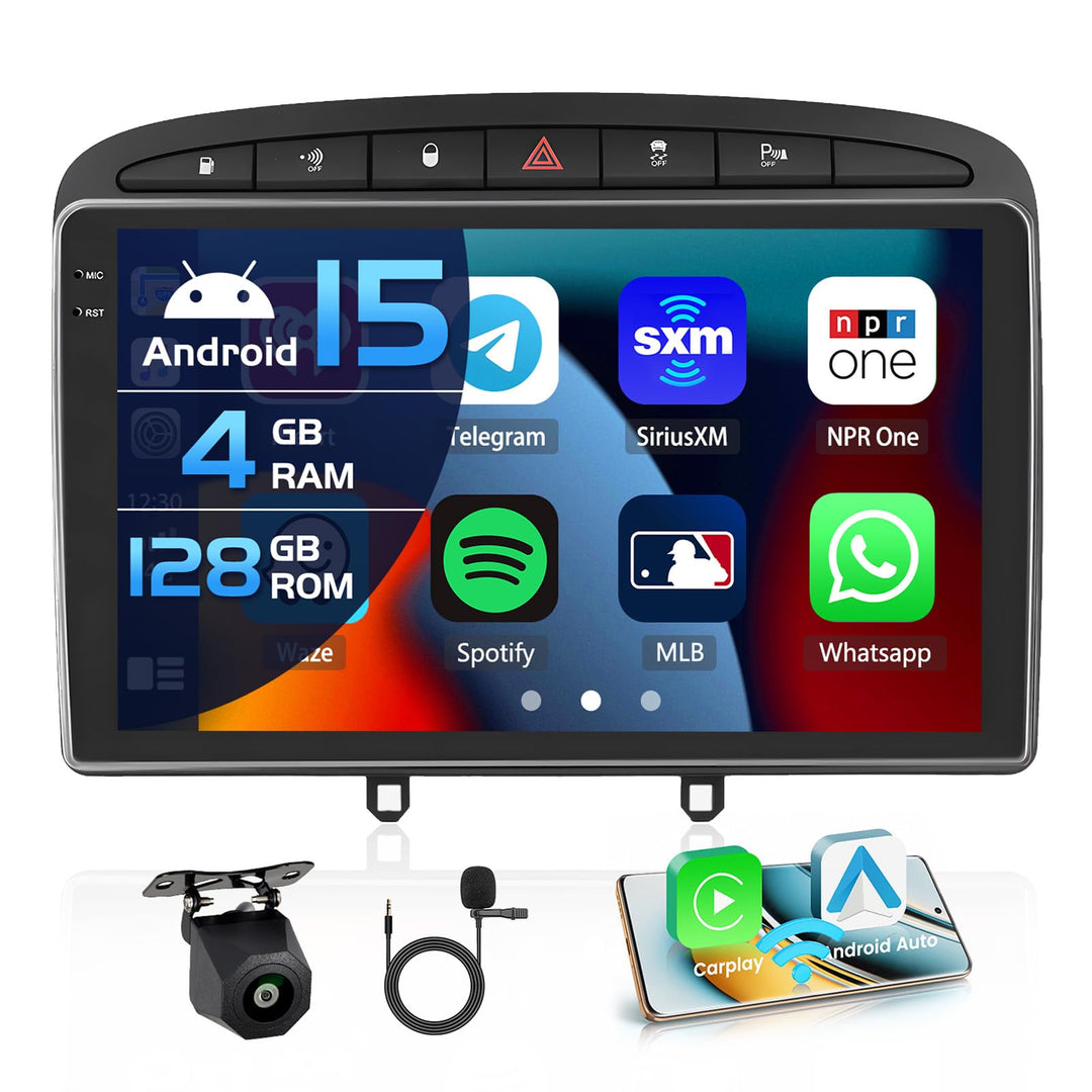 Inefala 4+128G Android 15 Autoradio für Peugeot 408/308/308SW 2007-2013 mit 9&