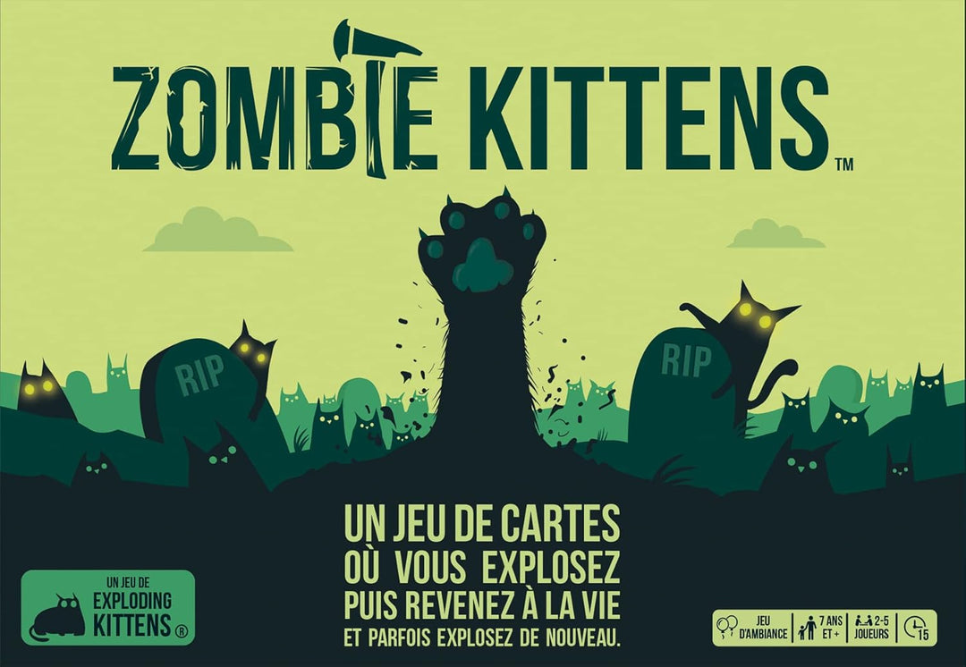 Zombie Kittens – Gesellschaftsspiel – für 2 bis 5 Spieler – 7 Jahre und älter – Spiel auf Französisc