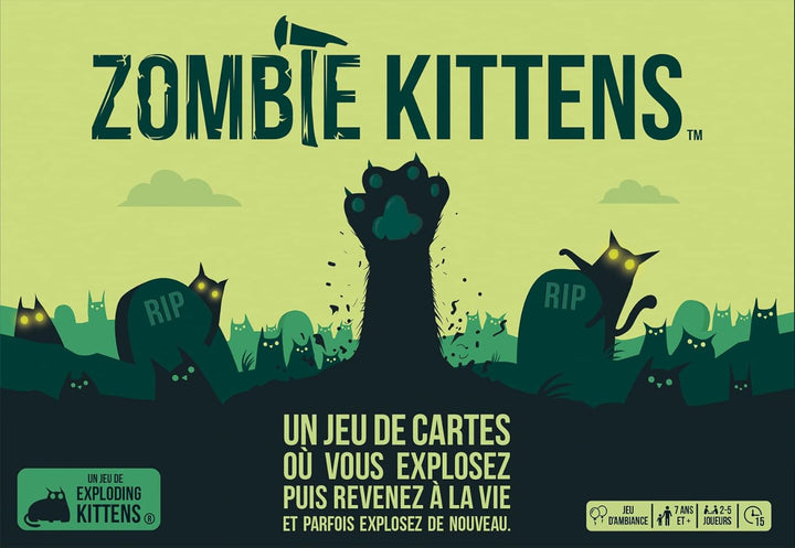Zombie Kittens – Gesellschaftsspiel – für 2 bis 5 Spieler – 7 Jahre und älter – Spiel auf Französisc