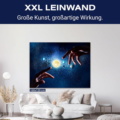 wandmotiv24 Fantasy Motiv als Leinwandbild, 60x45cm, Querformat, Weltall, Hände, Planeten, Sterne, D