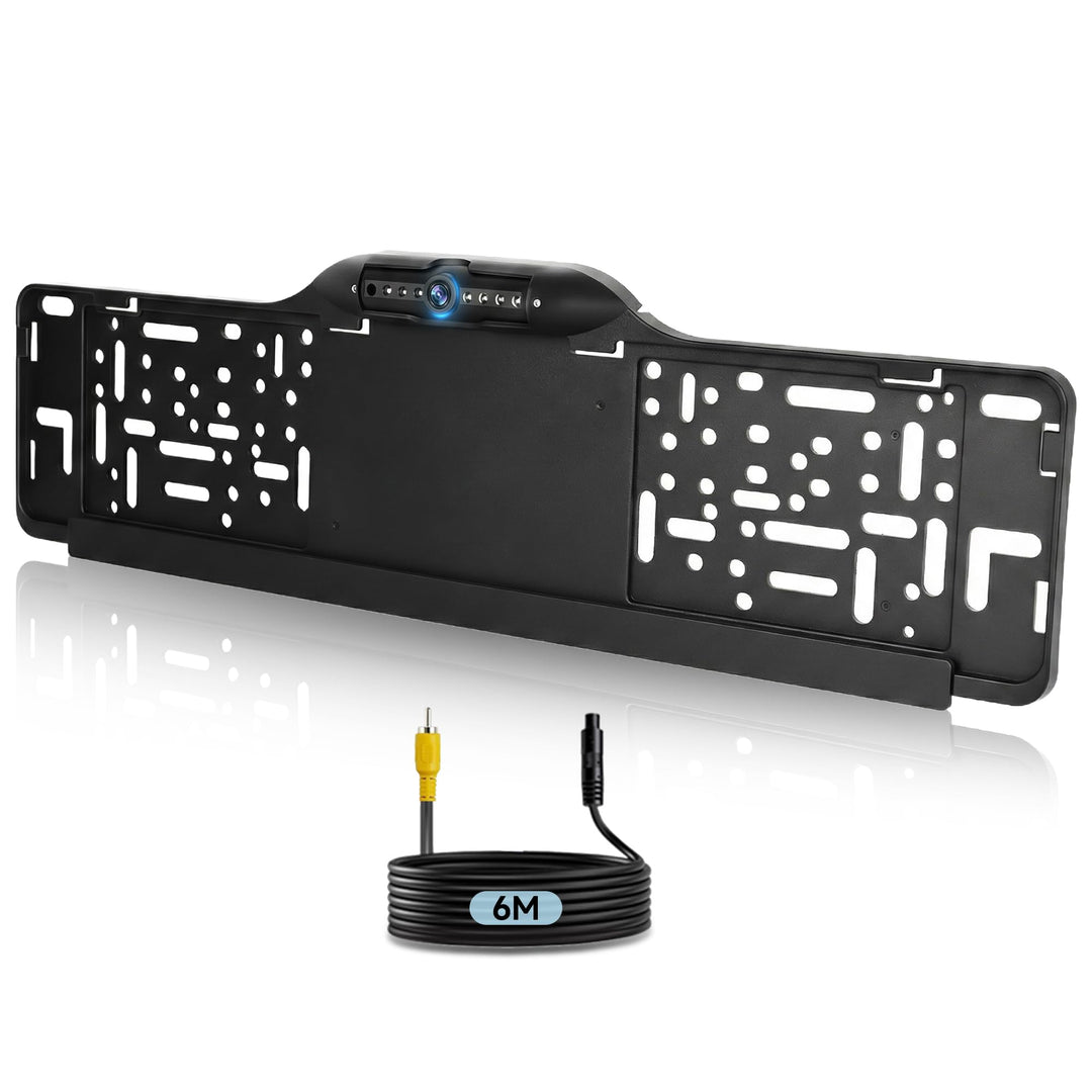Rimoody Rückfahrkamera 1080P AHD für EU-Kennzeichen - Kabellose Einparkhilfe mit 7X LEDs, IP67 Wasse