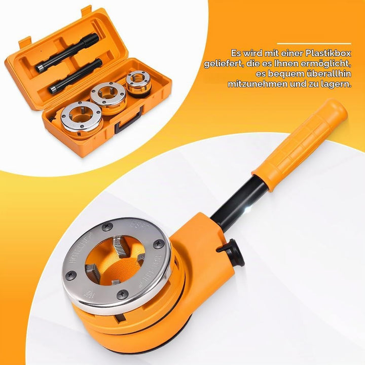 Hoteche Rohrgewindeschneider-Set 3-teilig | 1-1/4"-2" | 9CR2 Schneidbacken | Verchromte Platten