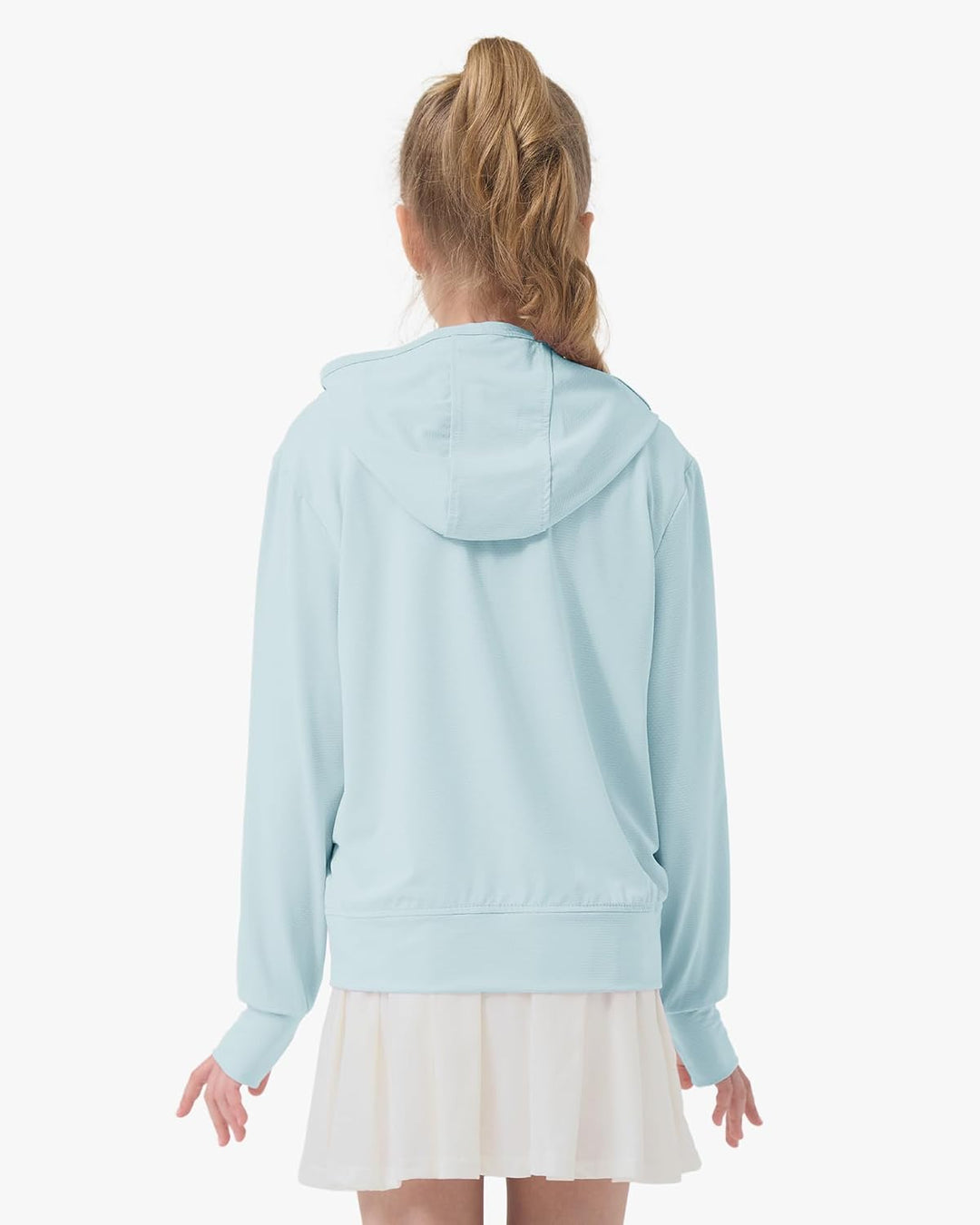 Rolanko Mädchen Sommerjacke mit Daumenlöchern Langarm Sonnenschutz Schnell Trocknend Reissverschluss