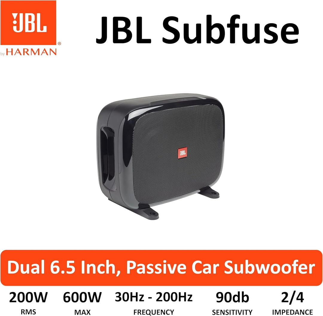 JBL FUSE Doppel Subwoofer Auto Set - 2 x 8" Zoll 600Watt - Getrennt als 2 flache Untersitz Bassboxen