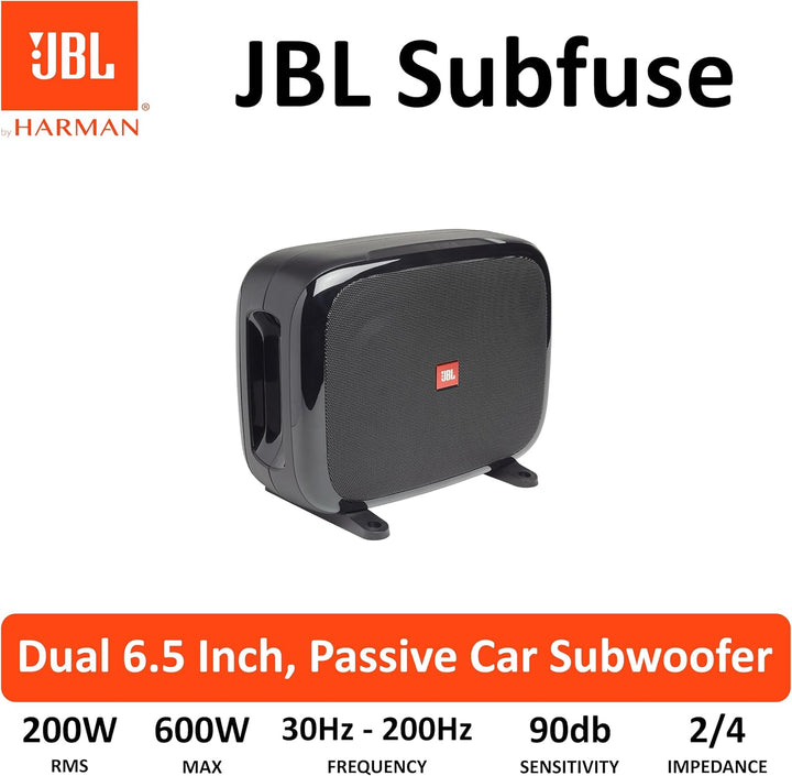 JBL FUSE Doppel Subwoofer Auto Set - 2 x 8" Zoll 600Watt - Getrennt als 2 flache Untersitz Bassboxen