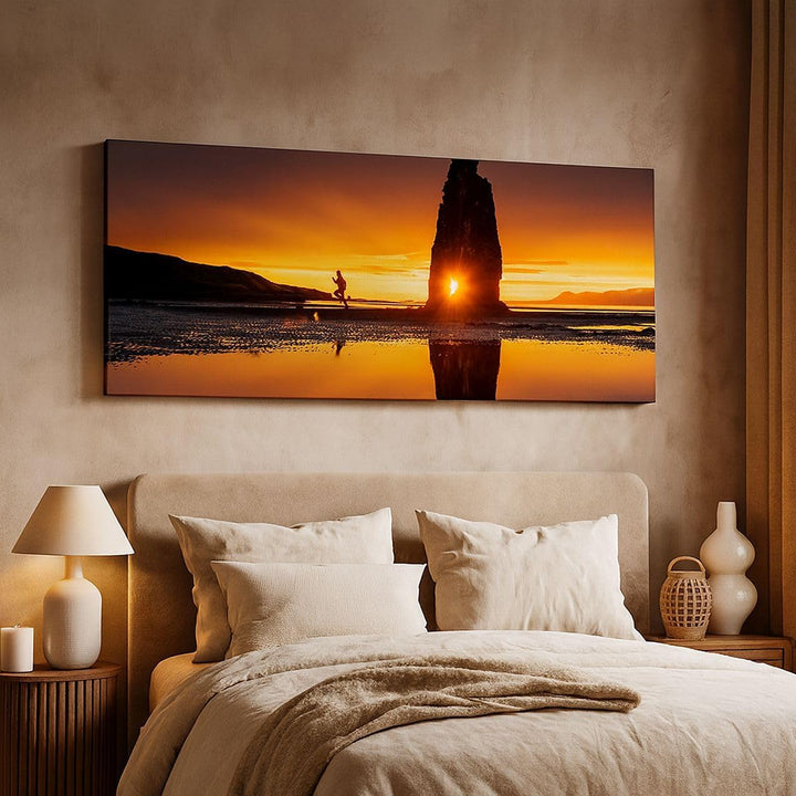 Wandbilder Dekoration Wohnzimmer Meer Felsen Wasser Panorama Bilder auf Leinwand 120x50cm Leinwandbi
