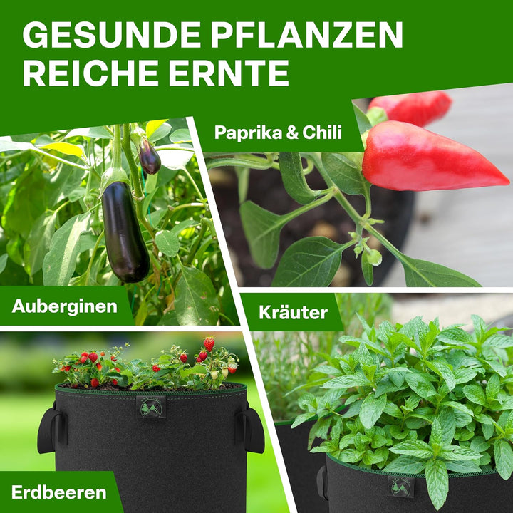 TTL GARDEN 10x 12L Pflanzsack aus Vlies Stoff aus 300 g/m² Filz &amp; Vlies - | Stofftopf 10er Set 12 Li
