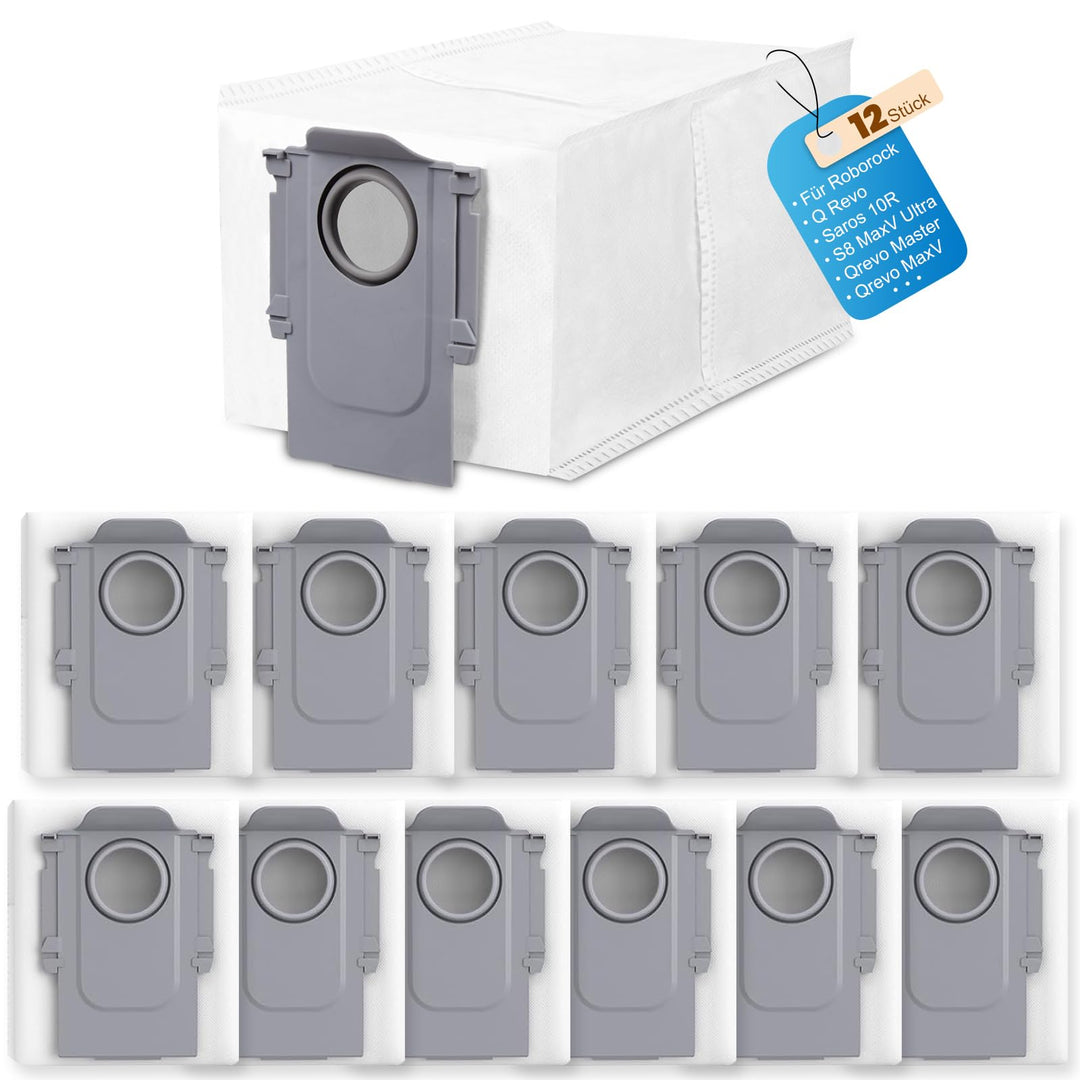 12 Stück Staubbeutel für Roborock S8 MaxV Ultra/Saros 10R/Qrevo Pro/Q revo/Qrevo MaxV/Qrevo S/Qrevo