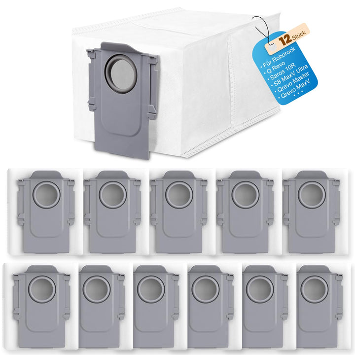 12 Stück Staubbeutel für Roborock S8 MaxV Ultra/Saros 10R/Qrevo Pro/Q revo/Qrevo MaxV/Qrevo S/Qrevo