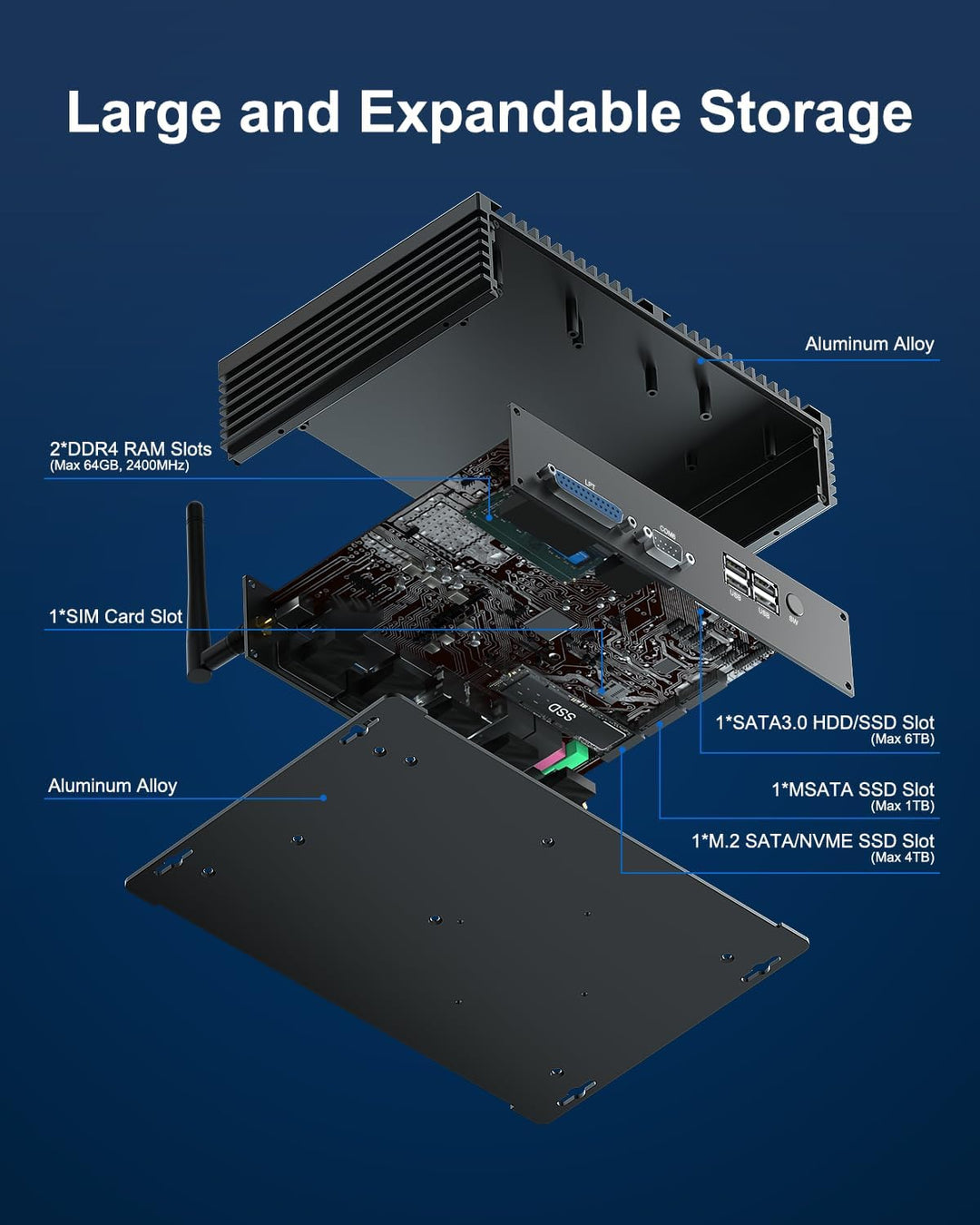 WEIDIAN Industrie PC Lüfterloser i5-8250U Fanless Mini PC Win 11, 8GB RAM 256GB SSD Lüfterlos PC Sup