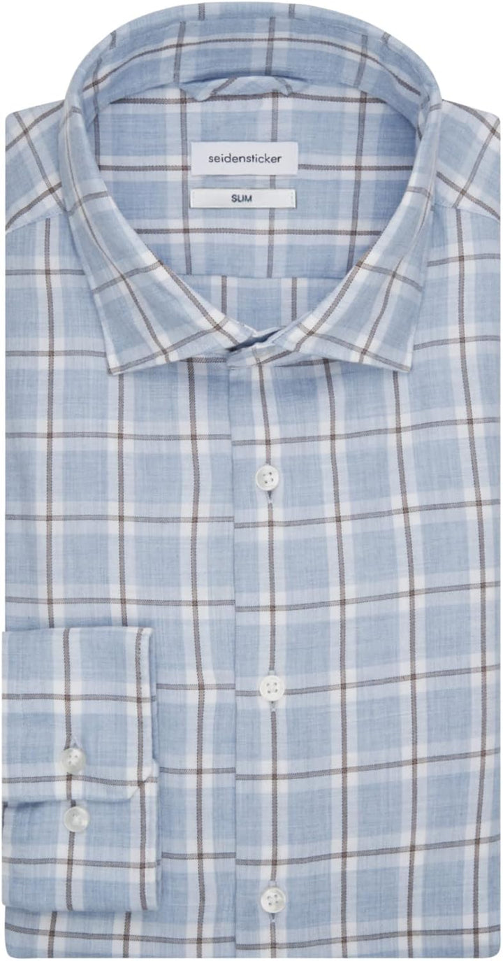 Seidensticker Herren Business Hemd - Bügelfreies, schmales Hemd - Slim Fit - Langarm - Kent-Kragen -
