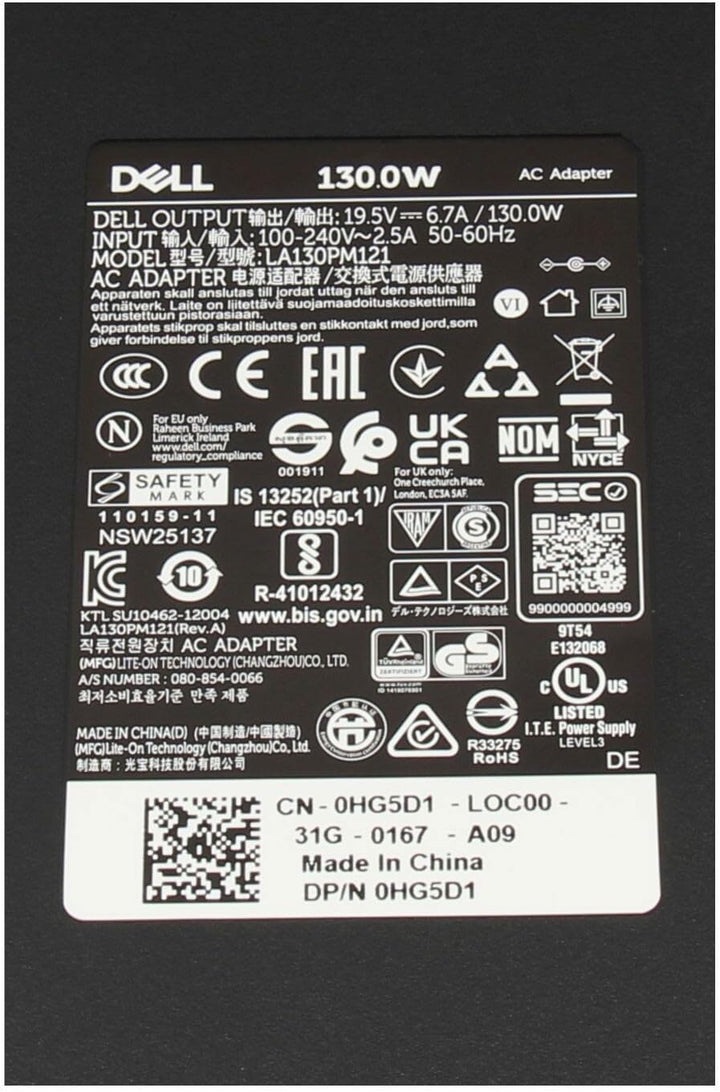 Dell Latitude 15 (E6540) Original Netzteil 130 Watt Flache Bauform