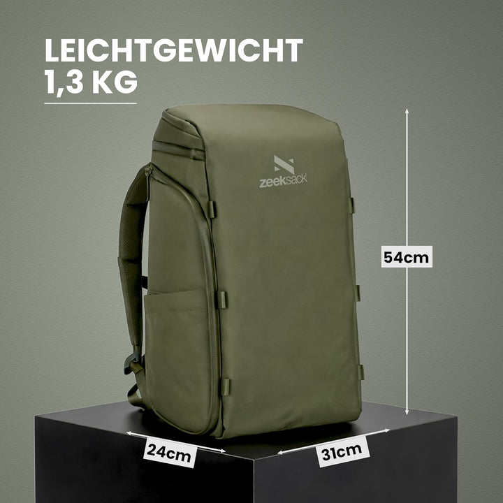 Zeeksack Rucksack Grün 30L - The Organizer Backpack & Reiserucksack mit Laptopfach, herausnehmbaren