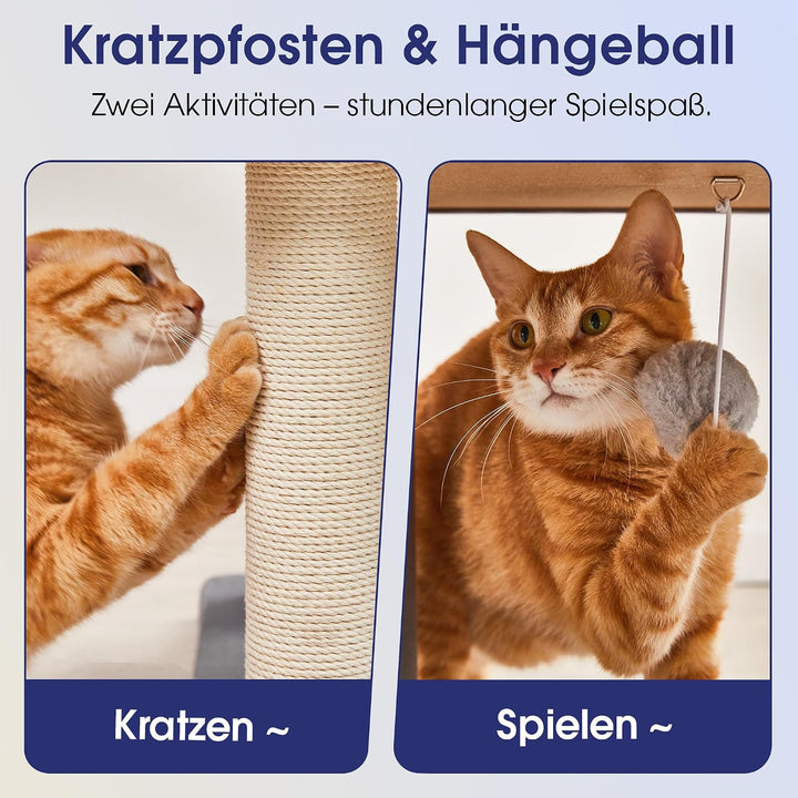 Katzenbaum 114 cm Hoch, Grosser Kratzbaum mit Extra Grosser Plattform &amp; Kratzpfosten, Mehrstufiger K