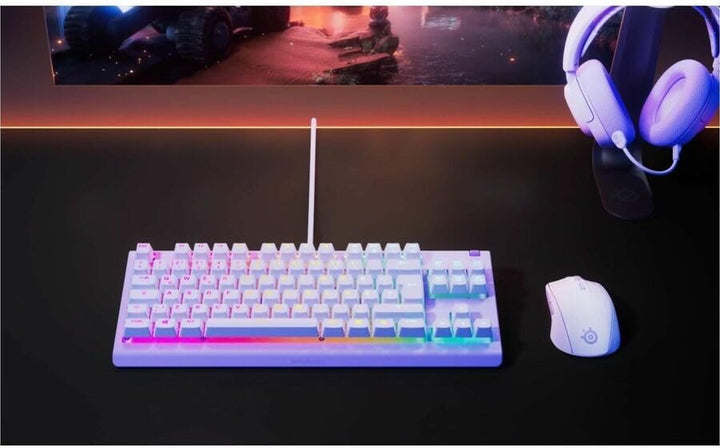 SteelSeries Apex 3 TKL Lavender RGB Gaming-Tastatur – Tenkeyless kompakter Formfaktor – 8-Zonen-RGB-