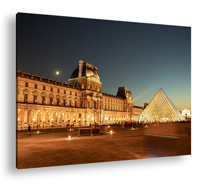deyoli Museums Pyramide in Paris Format: 80x60 als Leinwandbild, Motiv fertig gerahmt auf Echtholzra