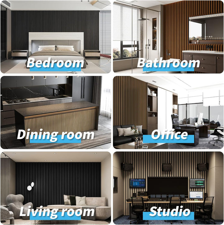 Art3d 4 Stück Akustikpaneele Dunkle Walnuss 3D | Schalldämmend für Büro, Studio &amp; Wohnzimmer | Holzf