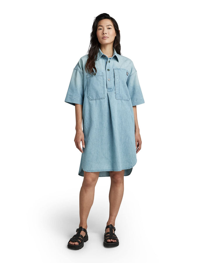G-STAR Damen Denim Shirt Kleid Dresses S Blau (Sun Faded Cadet Blue D22987-d303-d897), S Blau (Sun F