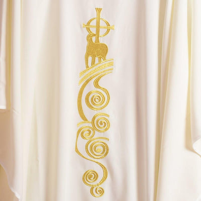 BLESSUME Chasuble Kirche Lamm Gestickter Priester Gewänder Kein Kragen Weiss
