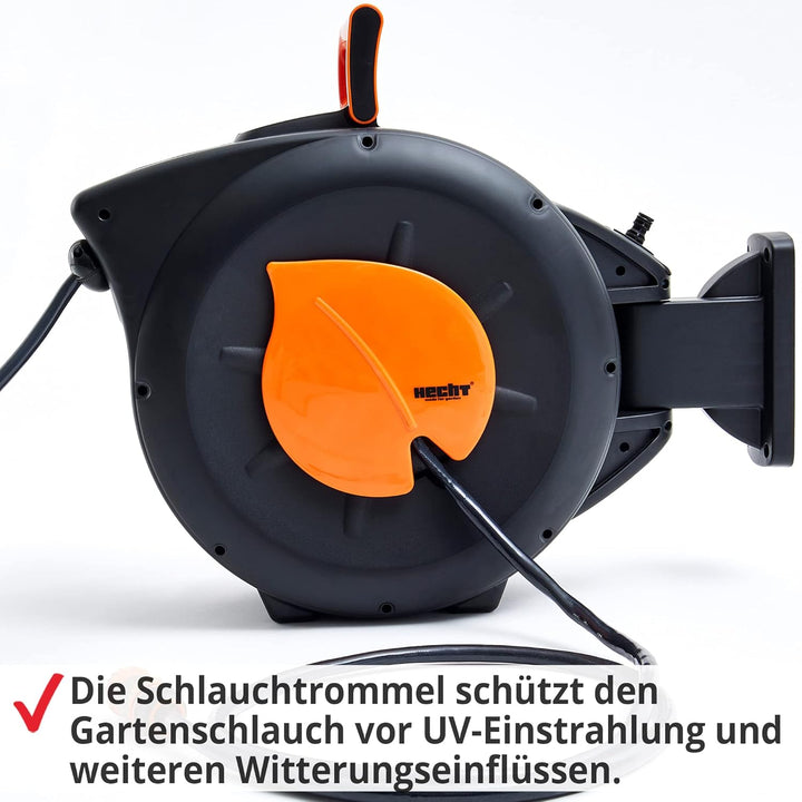 HECHT Automatik Wand Schlauchtrommel – mit 20m+2 oder 30m+2 Gartenschlauch – Inkl. Wandhalterung Sch