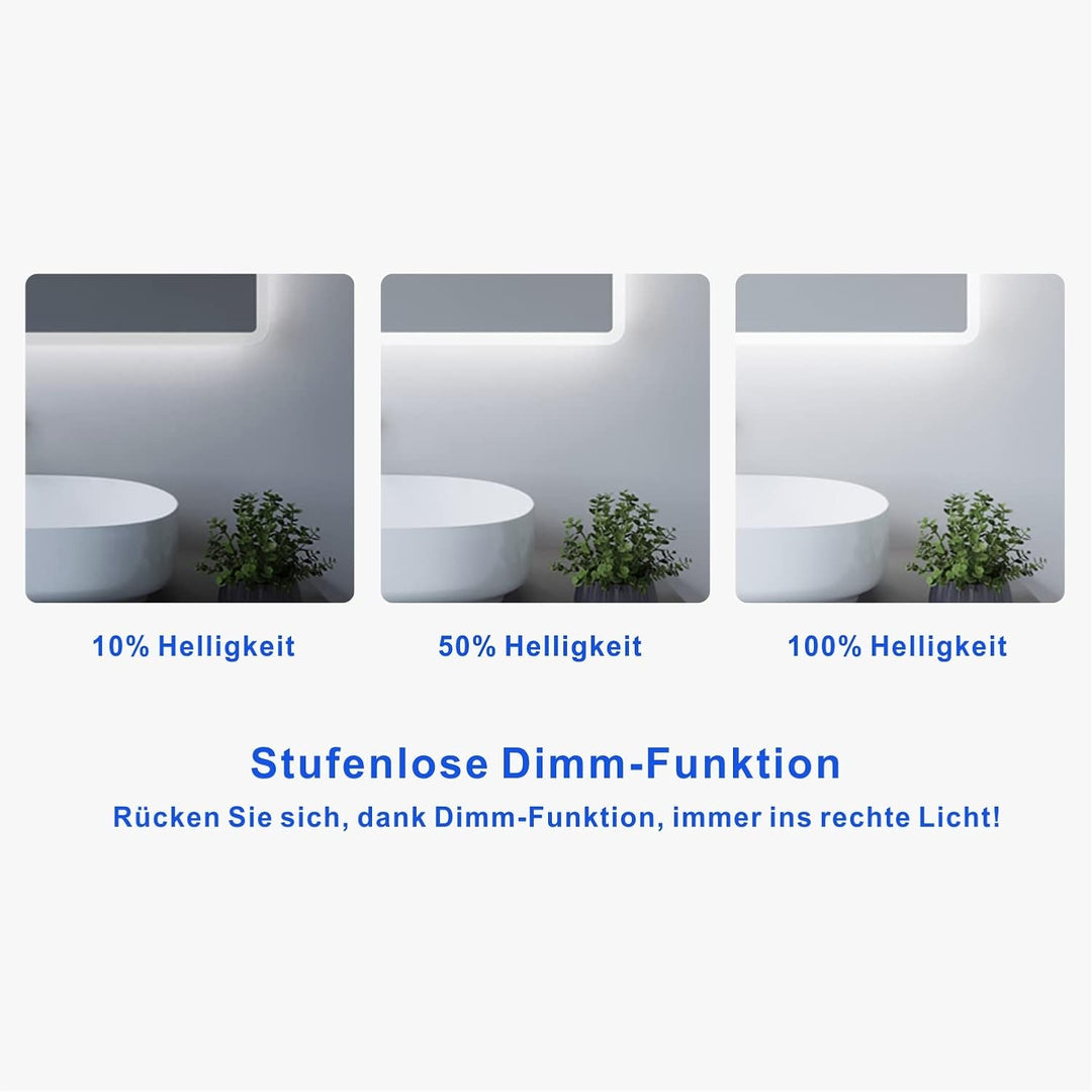 Badspiegel mit Beleuchtung 120x60 cm badezimmerspiegel LED Wandspiegel, Touch-Schalter Dimmbar Kaltw