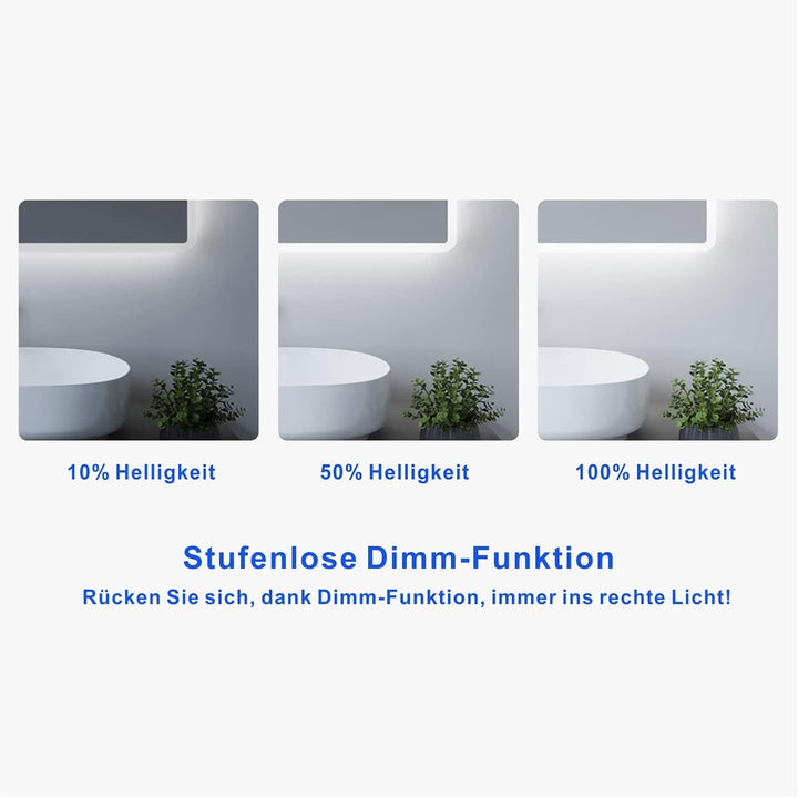 Badspiegel mit Beleuchtung 120x60 cm badezimmerspiegel LED Wandspiegel, Touch-Schalter Dimmbar Kaltw