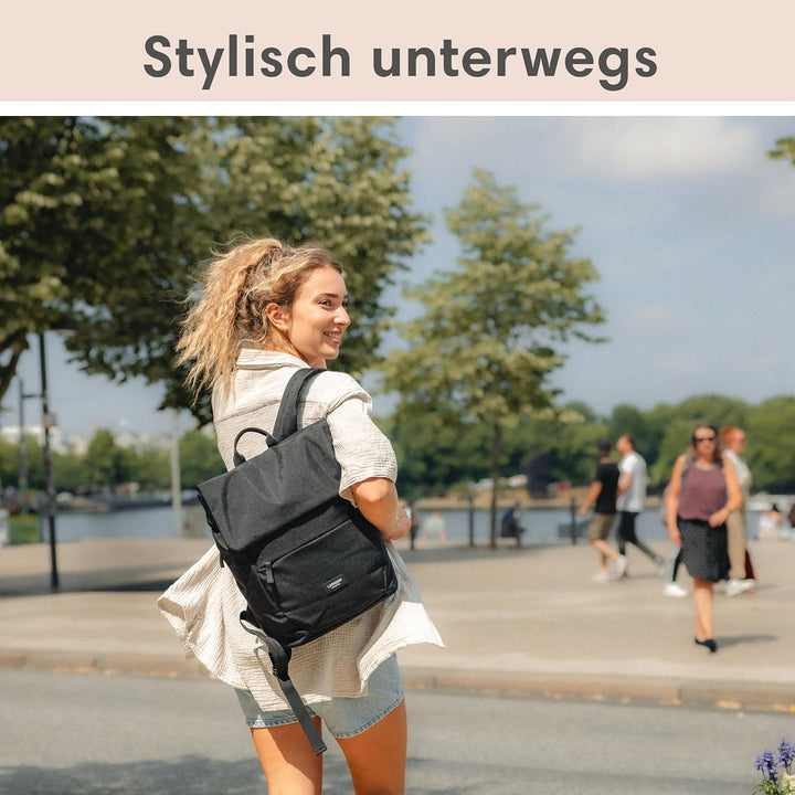 LARKSON Rucksack Damen Klein Blau - Ronja - Moderner Tagesrucksack mit Laptopfach für Uni Business C