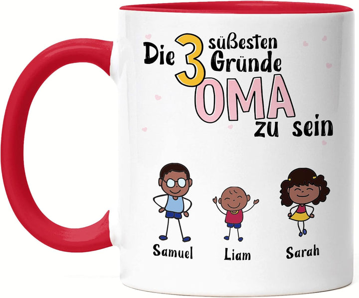 Oma Tasse Rot Geburtstag Personalisiert für Oma Enkel Enkelin Baby Geschenk Kinder Oma Geschenk Mutt