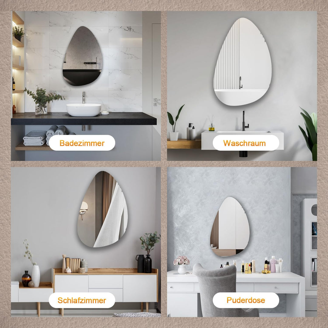 Boromal Spiegel Asymmetrischer 45x70cm Organischer Asymmetrischer Spiegel Badspiegel Asymmetrischer