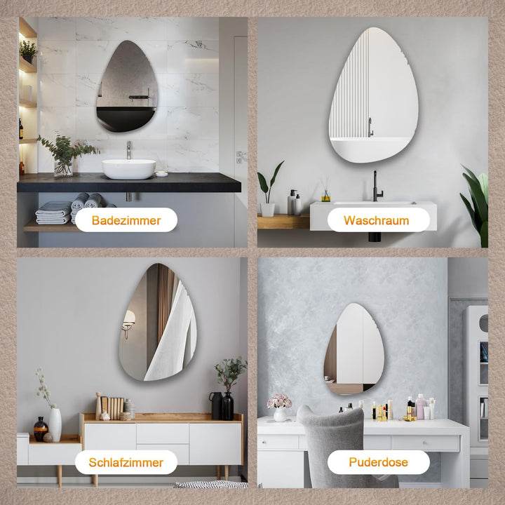 Boromal Spiegel Asymmetrischer 45x70cm Organischer Asymmetrischer Spiegel Badspiegel Asymmetrischer