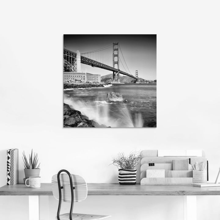 ARTland Glasbilder Wandbild Glas Bild einteilig 40x40 cm Quadratisch Amerika San Francisco Foto Schw