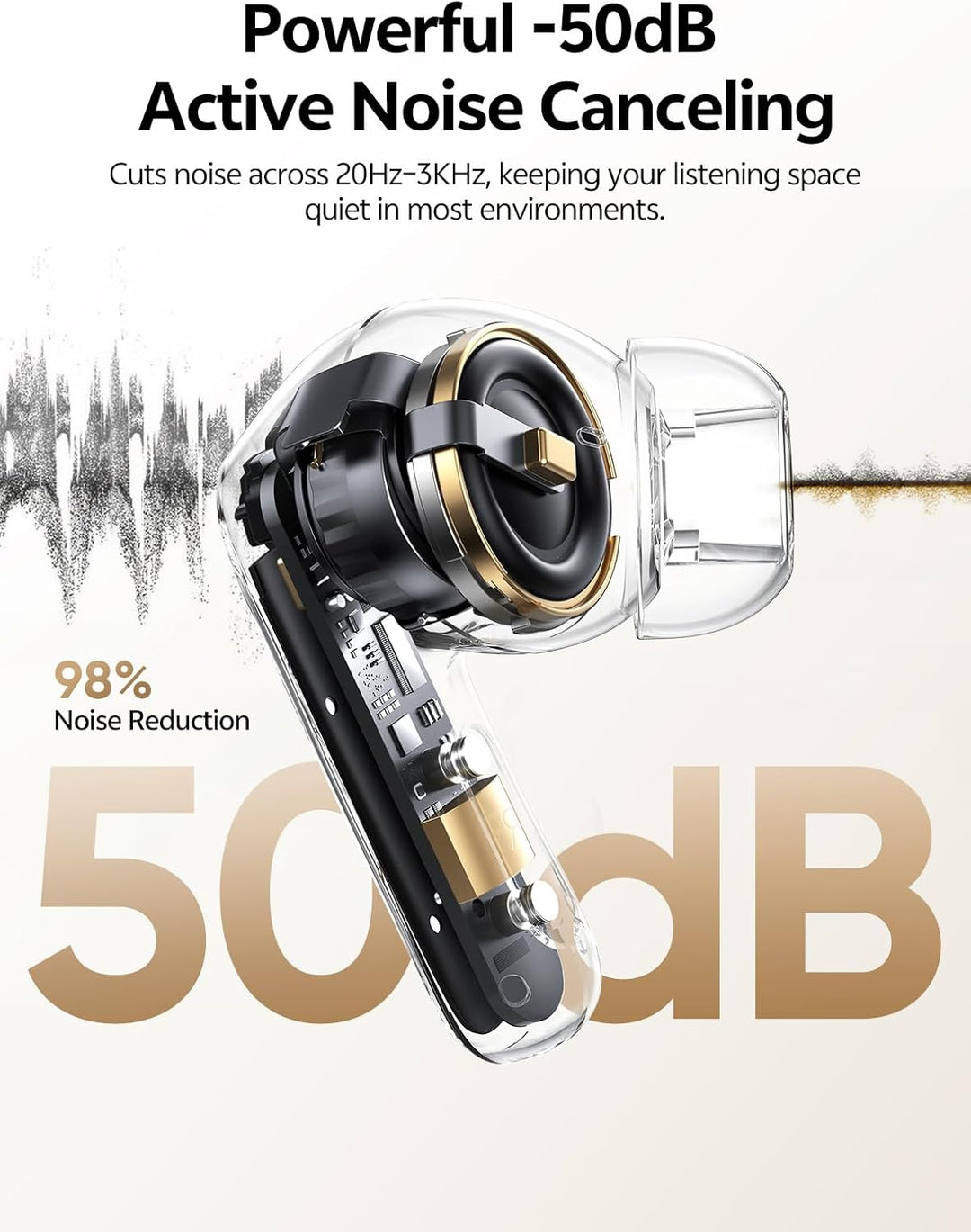 QCY Melobuds N20 In Ear Kopfhörer Bluetooth Noise Cancelling,Bluetooth kopfhörer mit -50dB Adaptive