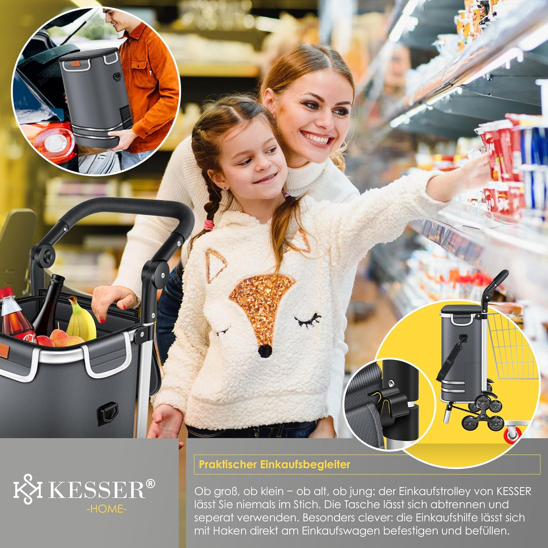 KESSER® Einkaufstrolley Treppensteiger mit Kühlfach klappbar mit 56L Kapazität und belastbar bis 50k