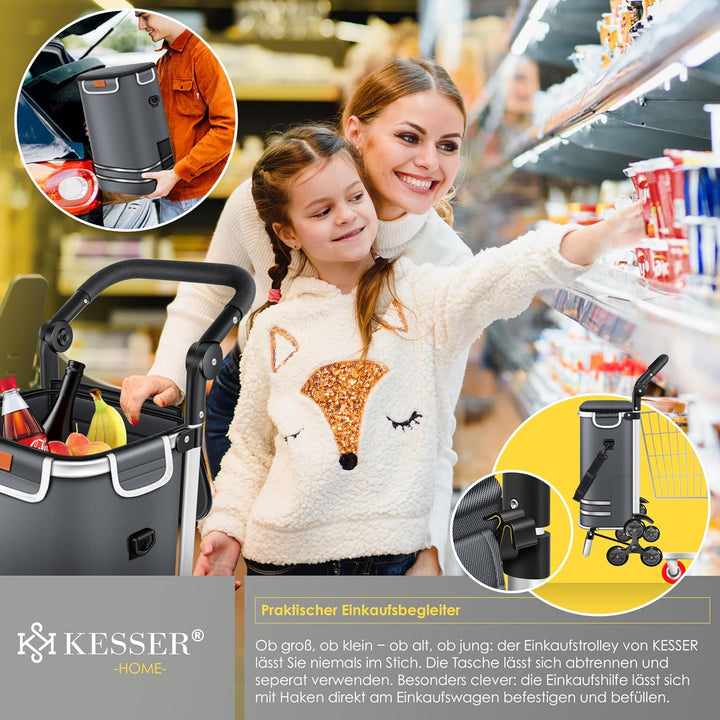 KESSER® Einkaufstrolley Treppensteiger mit Kühlfach klappbar mit 56L Kapazität und belastbar bis 50k