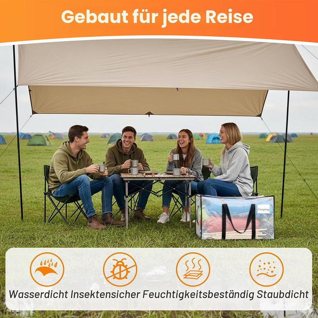 RICHER HOUSE 90L Grosse Aufbewahrungstasche wasserdichte, 4 stück Heavy-Duty Umzugstaschen mit Reiss