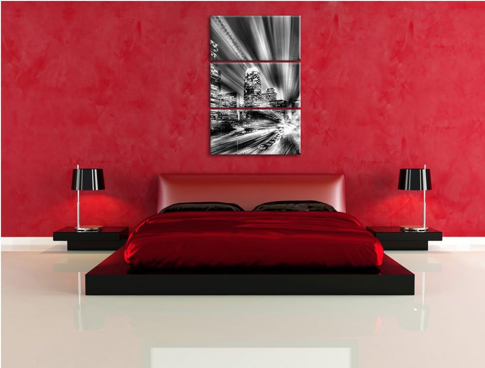 Pixxprint Monocrome, Los Angeles Matrix 3-Teiler Leinwandbild 120x80 Bild auf Leinwand