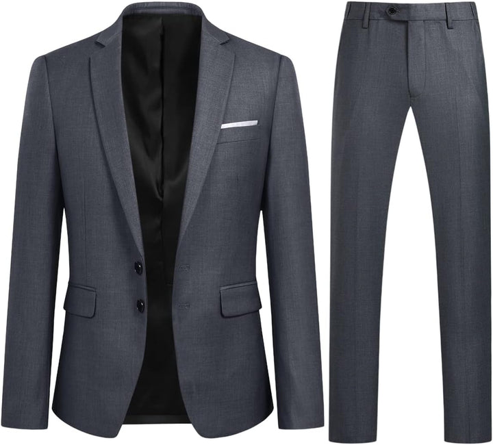 YOUTHUP Herren 2 Teilig Anzug Modern Slim fit Anzüge Einreiher Anzugsjacke Anzughose Business Hochze