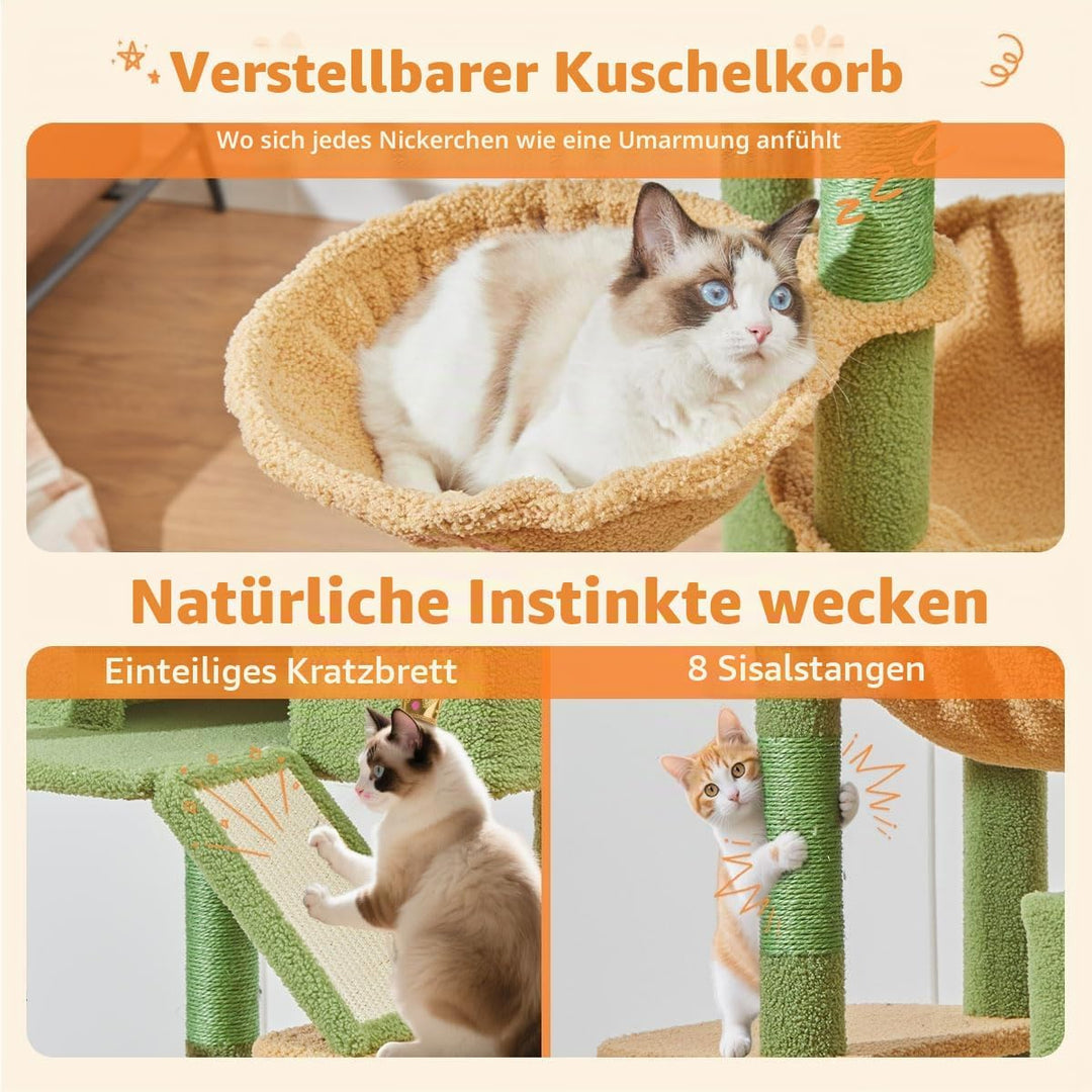 Taoqimiao 180CM Kratzbaum Gross, Katzenbaum Katzen Kratzbaum Grosse Katzen Stabil mit 2 Katzenhaus,