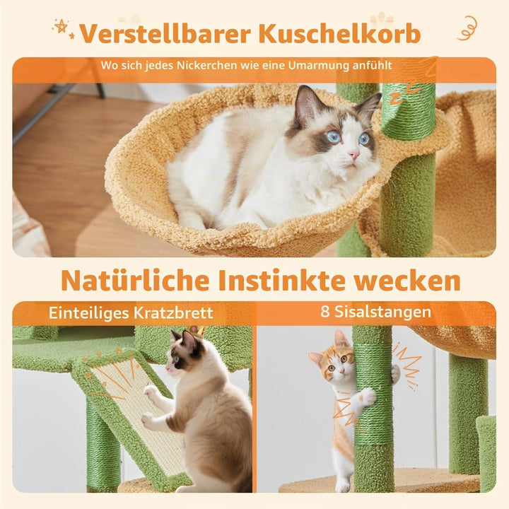 Taoqimiao 180CM Kratzbaum Gross, Katzenbaum Katzen Kratzbaum Grosse Katzen Stabil mit 2 Katzenhaus,