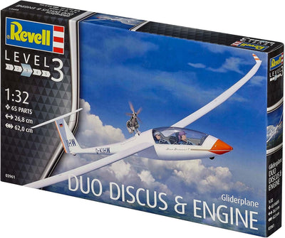 Revell 03961 10 Modellbausatz Gliderplane Duo Discus & Engine im Massstab 1:32, Level 3