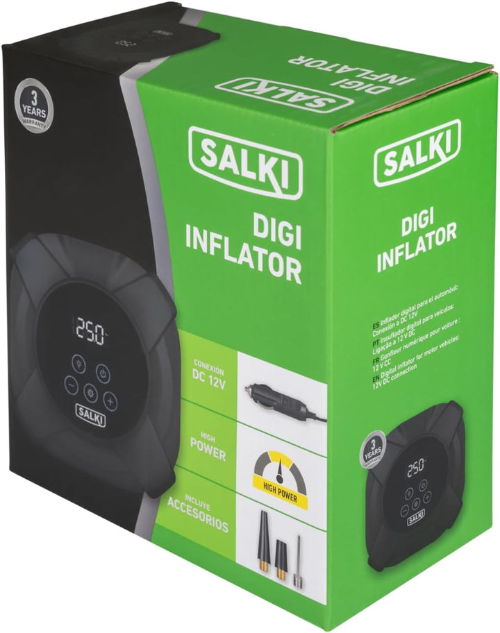 SALKI DIGI INFLATOR | Tragbarer digitaler Luftkompressor für Autoreifen, Motorräder, Roller, Fahrräd