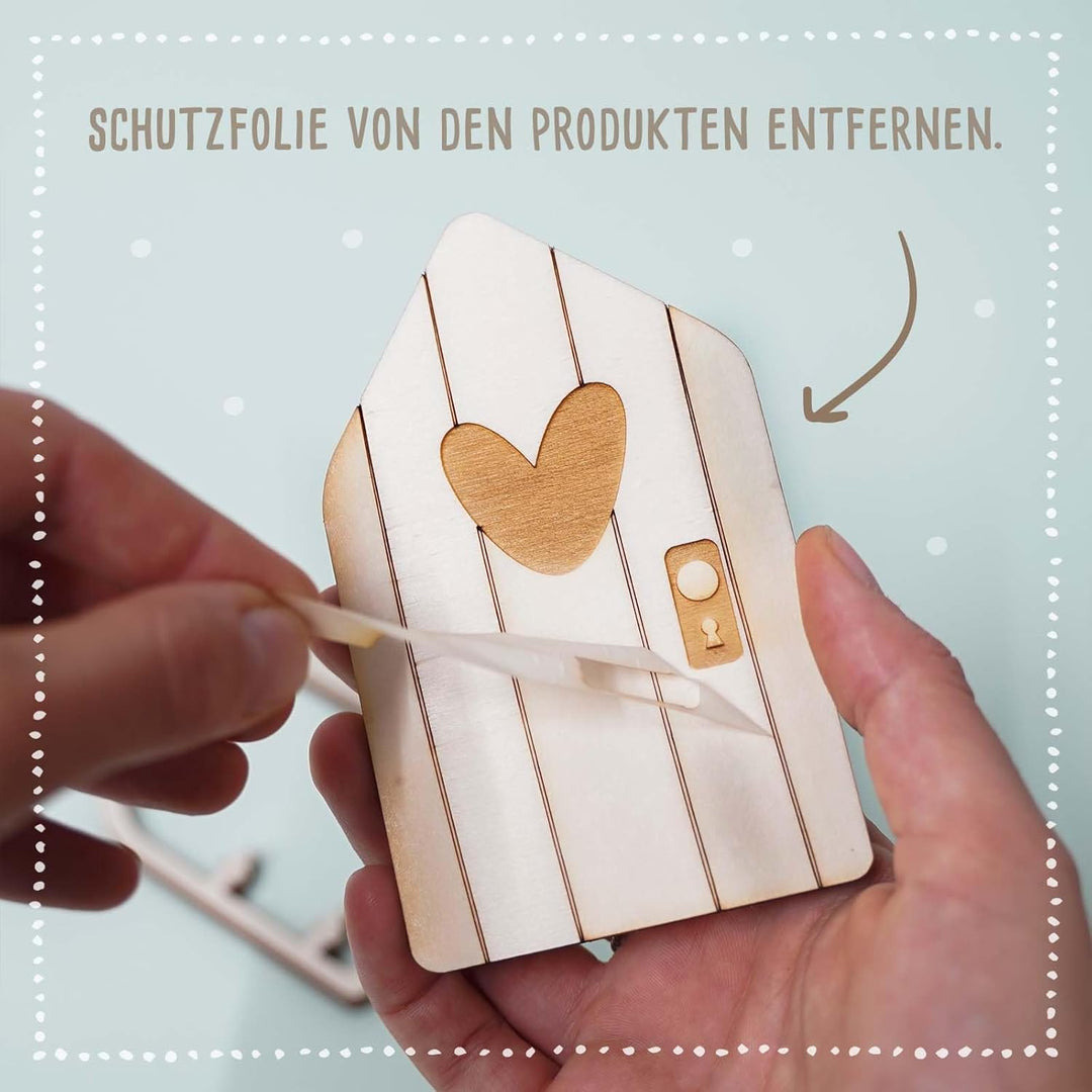 Beleuchtete Wichteltür Personalisiert Mit Zubehör | LED Lichterkette | Adventskalender zu Weihnachte