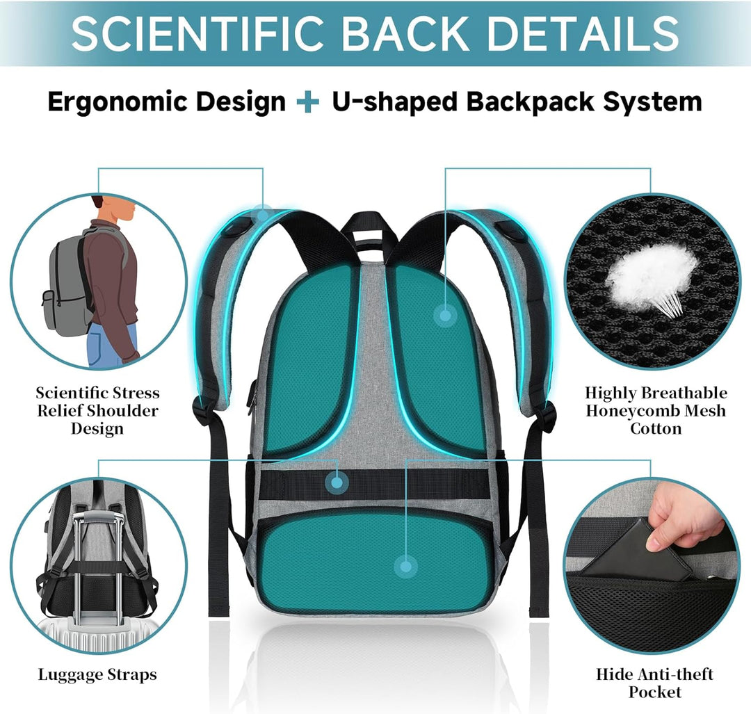 Gross Rucksack Herren, Laptop Rucksack Wasserdicht 17,3 Zoll Schulrucksack Laptoptasche mit USB Lade