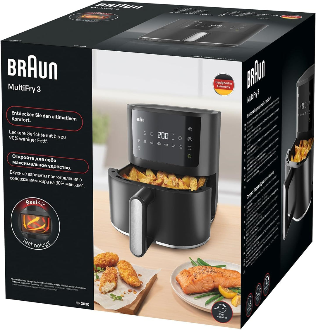 Braun Heissluftfritteuse MultiFry 3 HF 3030, 4,3 L, 1500W, digitale Temperaturregelung, 80-200°C, Ti