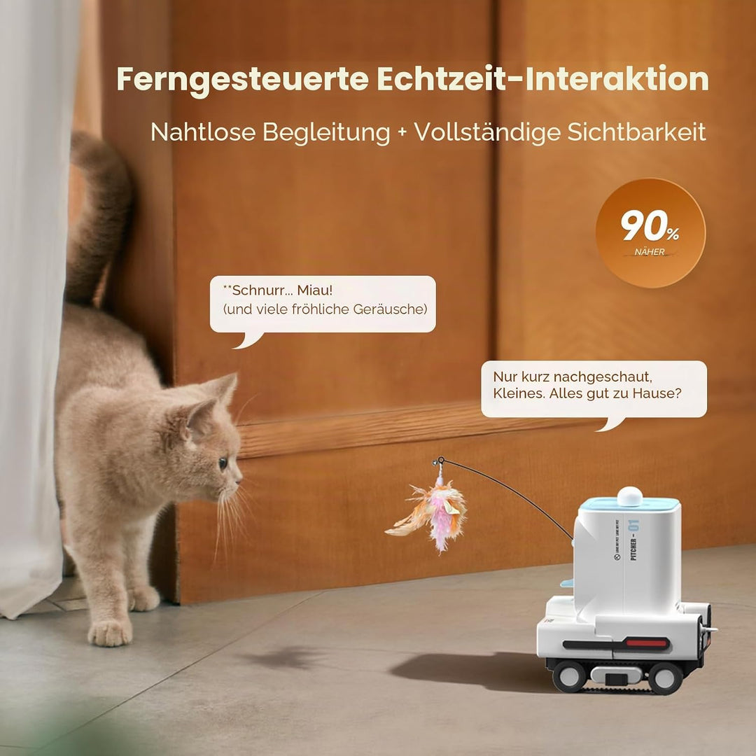Pmate Haustier Begleiter Roboter mit 2-Wege-Audio &amp; Nachtsicht Haustier Kamera mit KI-Pet-Tracking H