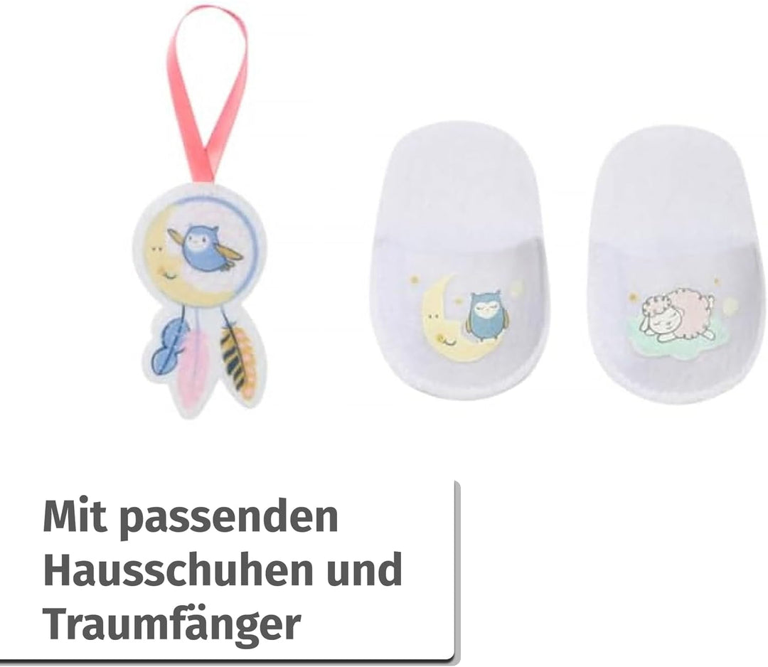 Baby Annabell Sweet Dreams Nachthemd 43cm, Puppennachthemd mit Plüschkragen, Hausschuhen und Traumfä